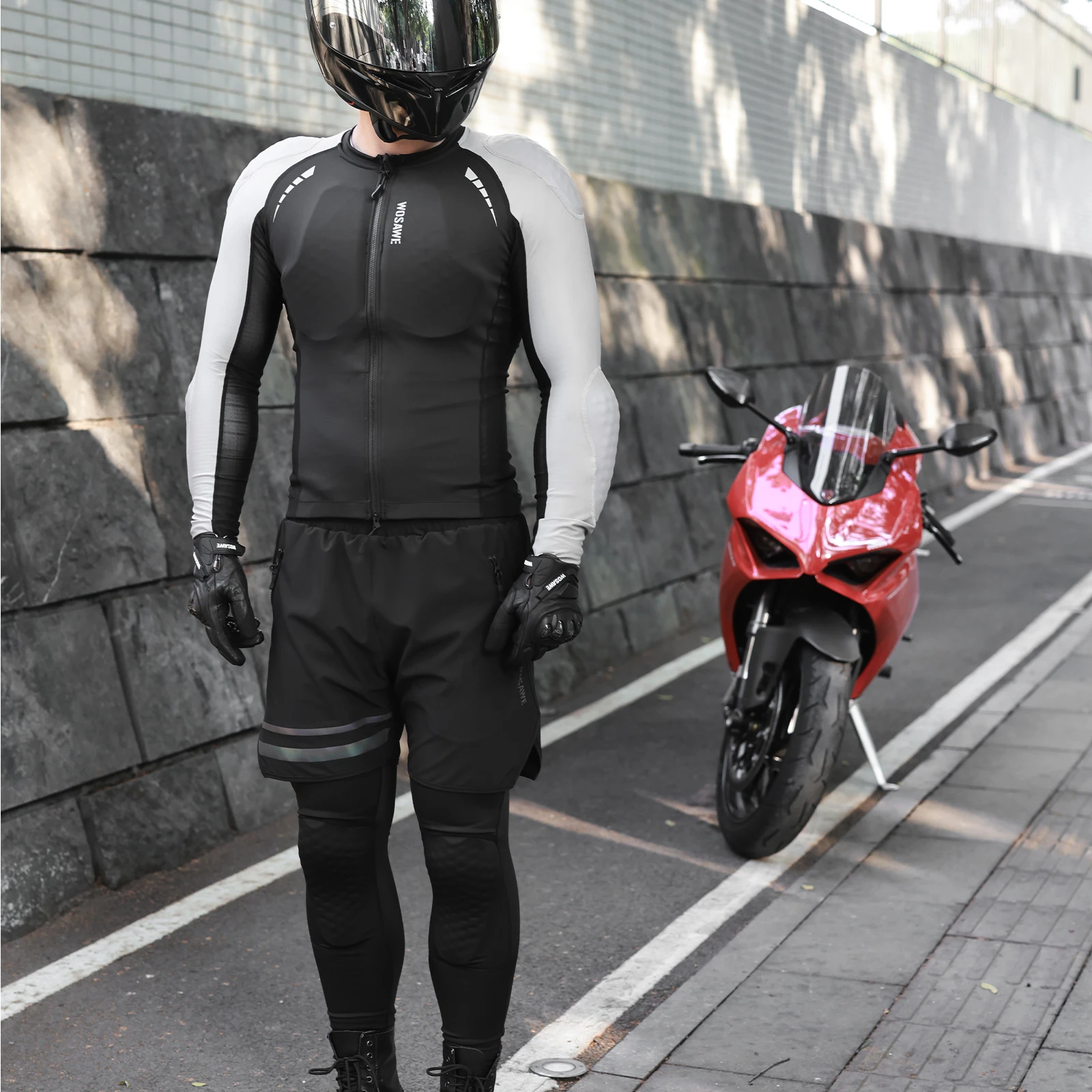 WOSAWE Motorcycle Armor Summer Breathable Protective Jacket Reflective Motocross Armor Soft