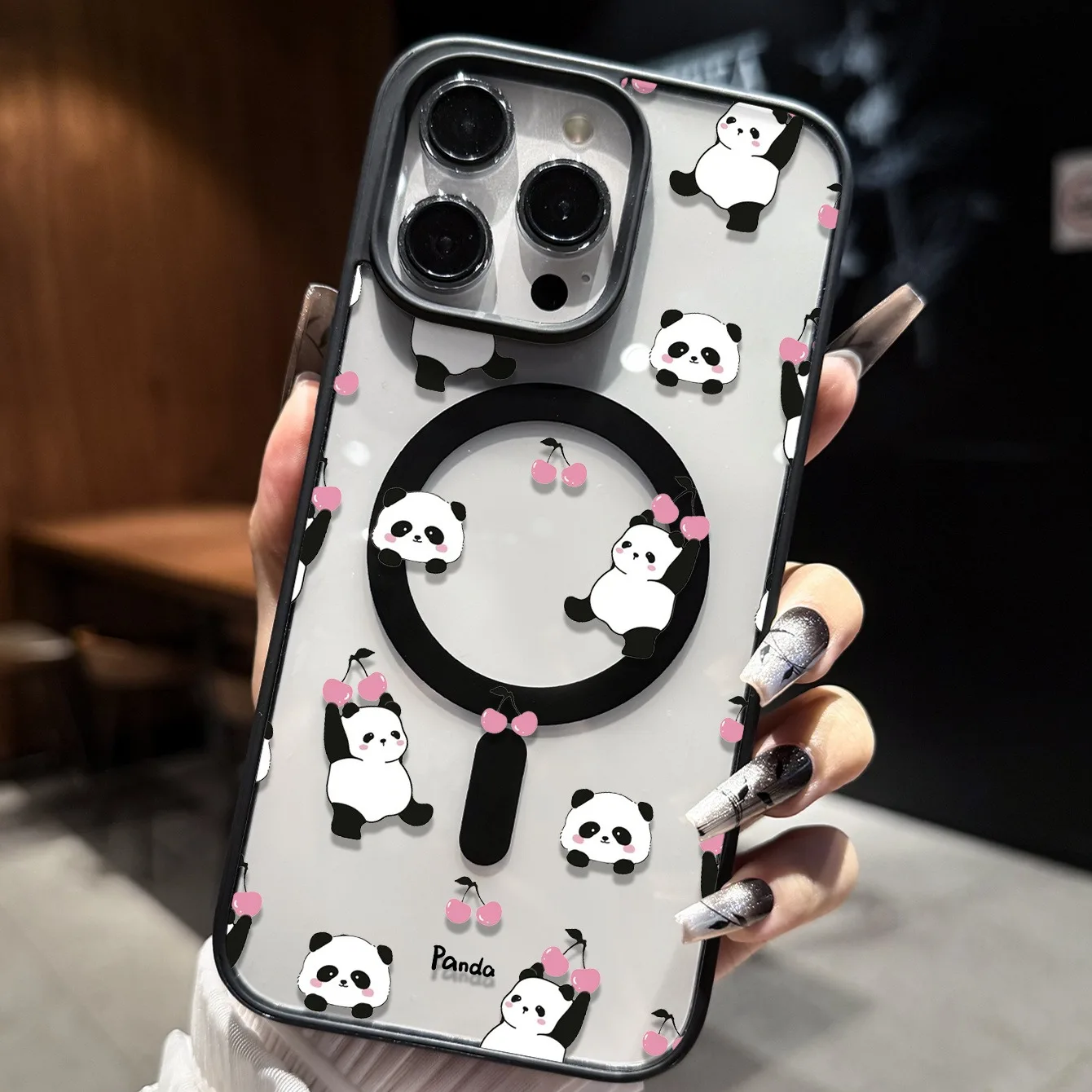 Cute Panda Cherry Magnetic Phone Case Cover
