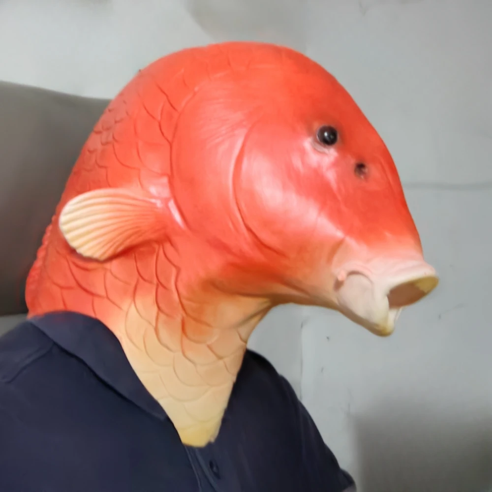1pc realistische Fisch maske lustige Latex Tierkopf maske Halloween Cosplay Kopf bedeckung Maskerade Party Erwachsenen Dekore Kostüm – Detail 6