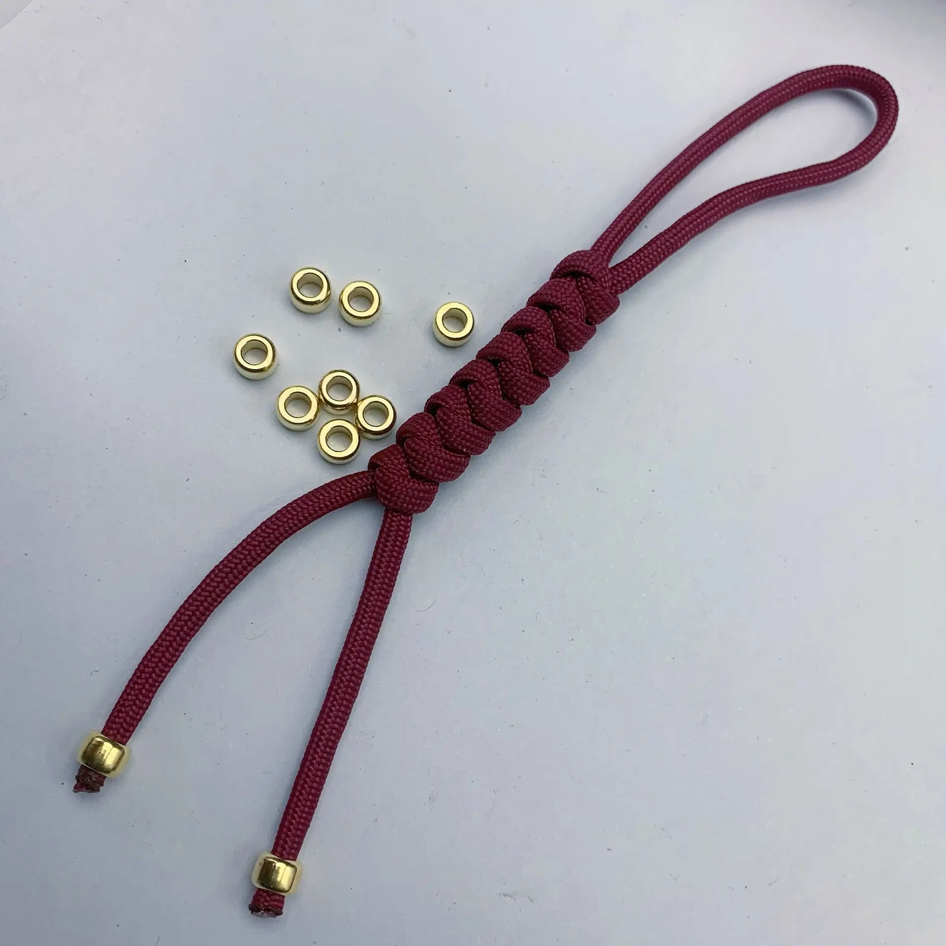 Paracord rope Braided paracord Paracord bracelet accessories Paracord accessories Outdoor accessories Paracord lanyard pendants 10pcs Round Copper Strain Isolate Brass Braided Paracord Lanyard Pendant Outdoor EDC Paracord DIY Accessories end strain