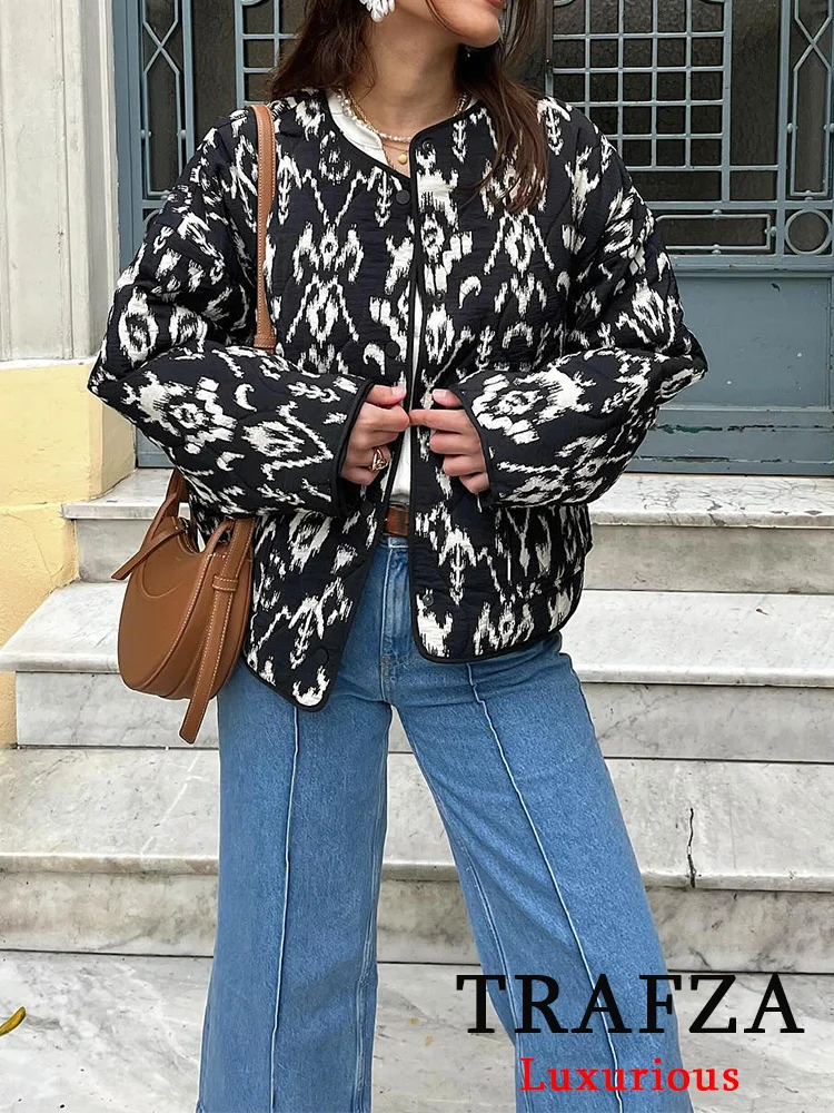 ترافزا-بذلة نسائية كلاسيكية مطبوعة غير رسمية ، بأكمام طويلة برقبة دائرية ، معاطف بصف واحد من الصدر ، تنورة صغيرة مستقيمة ، أطقم الربيع ، موضة جديدة ، 2 ترافزا-بذلة نسائية كلاسيكية مطبوعة غير رسمية ، بأكمام طويلة برقبة دائرية ، معاطف بصف واحد من الصدر ، تنورة صغيرة مستقيمة ، أطقم الربيع ، موضة جديدة ، 2