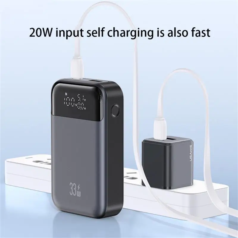 Mini Banco de Potência de Carregamento Rápido, Bateria Externa Portátil, Carregador de Telefone para iPhone, Xiaomi, Samsung, 10000mAh, 33W PD, 2025