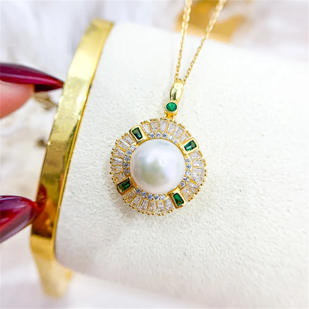 

DIY Pearl Small Accessories S925 Sterling Silver Pendant Empty Holder Fashion Silver Jewelry Necklace Pendant with 10-11mm Beads