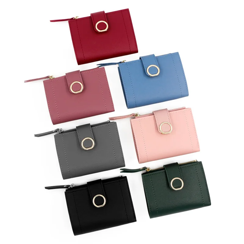 Women's Zipper Short Wallet with Buckle Closure Fresh Literary Small Square Crossbody Bag  for Daily Use