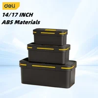 Deli 14/17 Inch Black Carrying Case Storage Durable Organizer Tools Packaging Box Multifunction Electrician Portable Tool Boxes 1