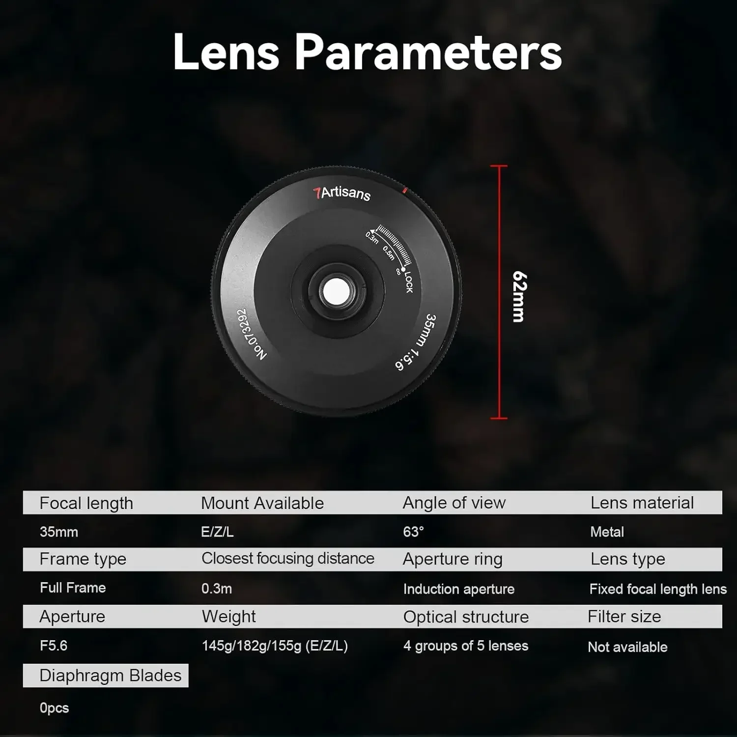 7artisans 35mm F5.6 풀프레임 수동 초슬림 팬케이크 렌즈 (라이카 L, 라이카 M, M10, M7, E, A7S, A6000, 니콘 Z, Z50 카메라용)