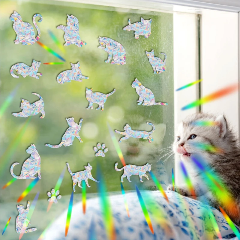 Snowflakes Pattern Sun Catcher Stickers Rainbow Prisms PVC Static Window Stickers Suncatcher Sticker Home Wall Decal Decor
