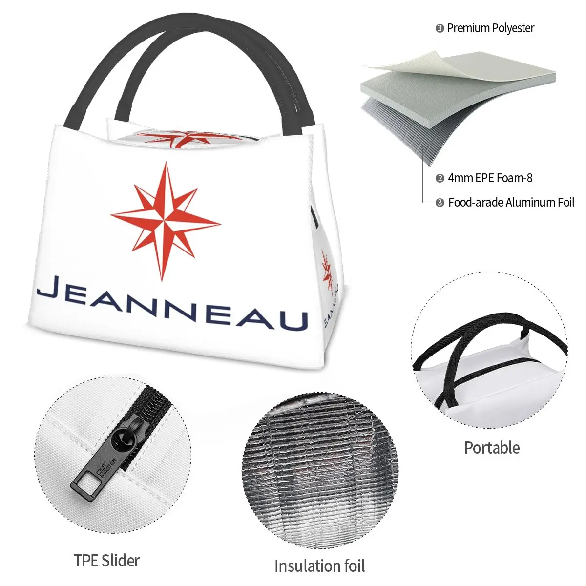 Jeanneau Yachts 학교용 절연 도시락 가방 도시락 보관 식품 상자 휴대용 컨테이너 쿨러 열 도시락 가방 토트백