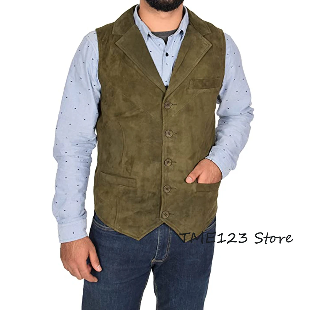 Men's Suit Vest Single-breasted Suede Vests Gentleman Punk Party Coat Sleeveless Jacket chaleco hombre