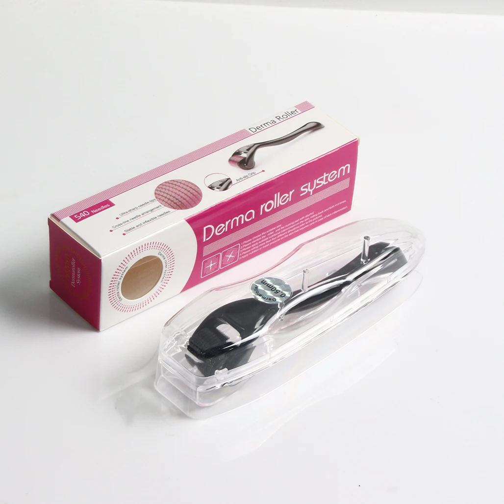 All Black Professional 540 Micro Needle Derma Roller Massage Roller For Skin Care Beard Growth Hair Growth 1Pcs derma roller