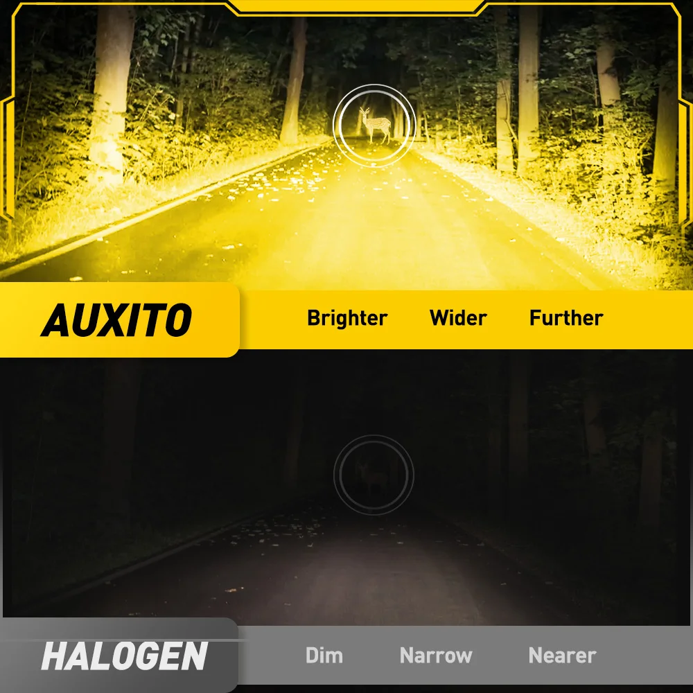 AUXITO 6G27 안개등 H8 H9 H11 H16JP 9006 HB4 LED Canbus 3000k 노란색 12V 안개 램프 렌즈 360 미니 프로젝터 자동차 전구 키트