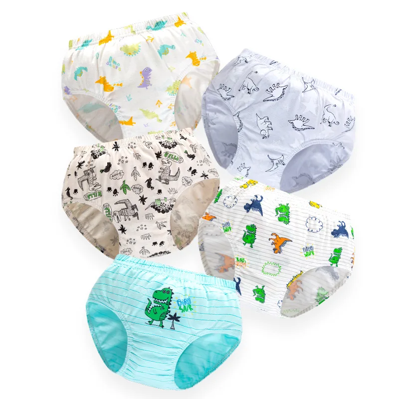 5 Pcs Boys Cotton Underwear Dinosaur Cartoon