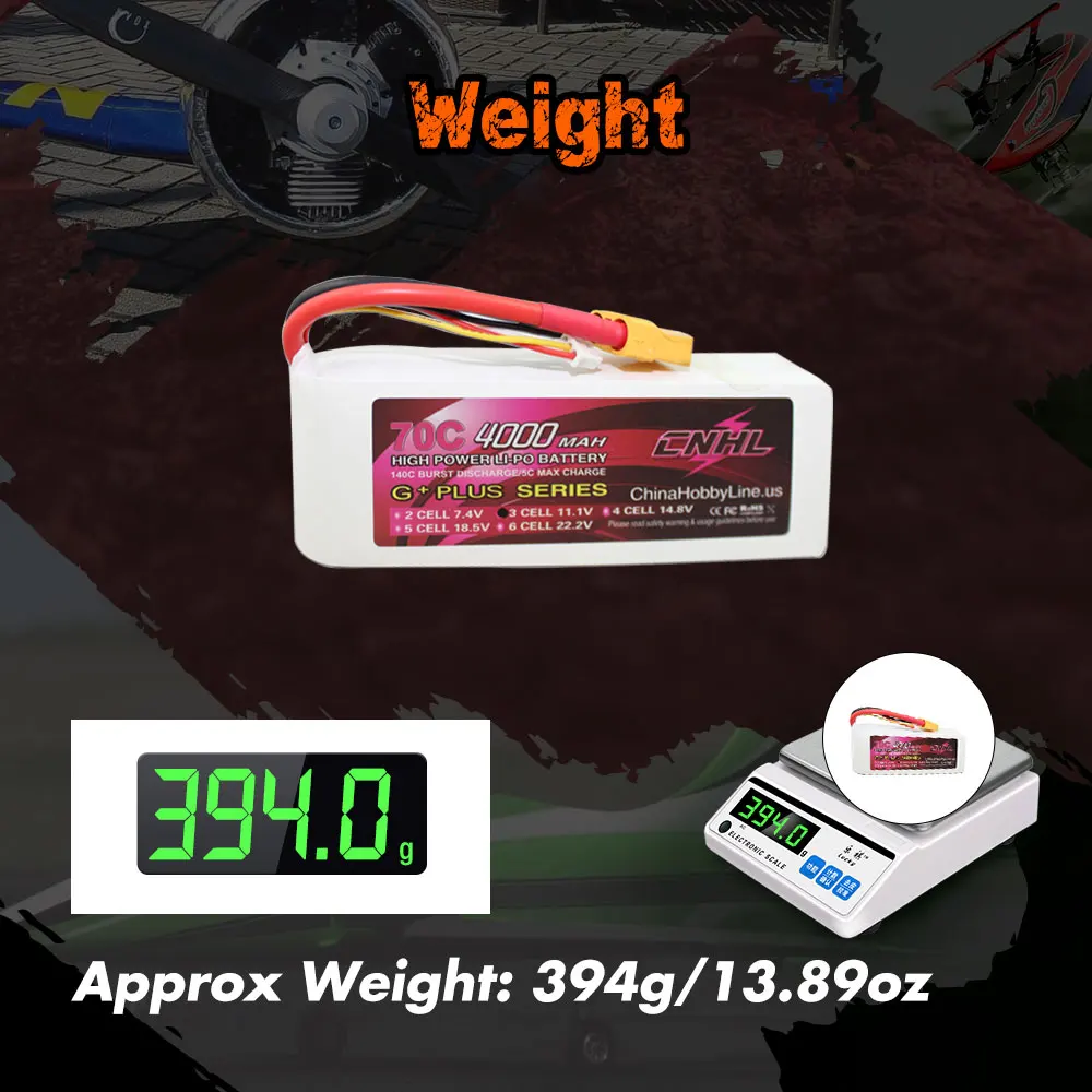 CNHL 11.1V 3S Lipo Battery 4000mAh 70C With XT90 Plug For RC Car Rock Crawlers Airplane Vehicle Tank Truck Catamaran Boat 6