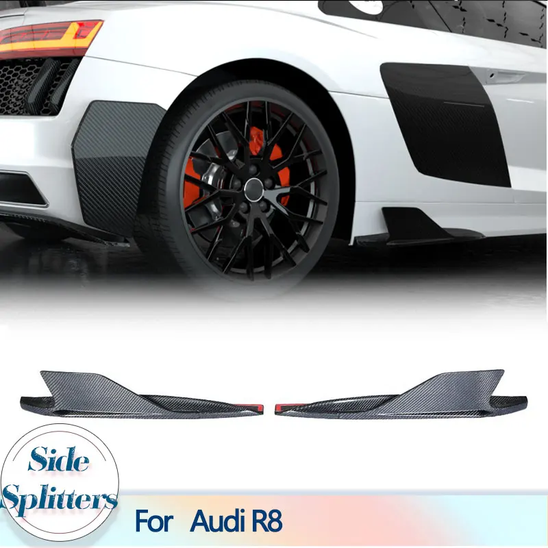 

Car Side Skirts Bumper Lips Splitters for Audi R8 Coupe 2-Door 2016 - 2018 Carbon Fiber Side Splitters Aprons Winglets Fins