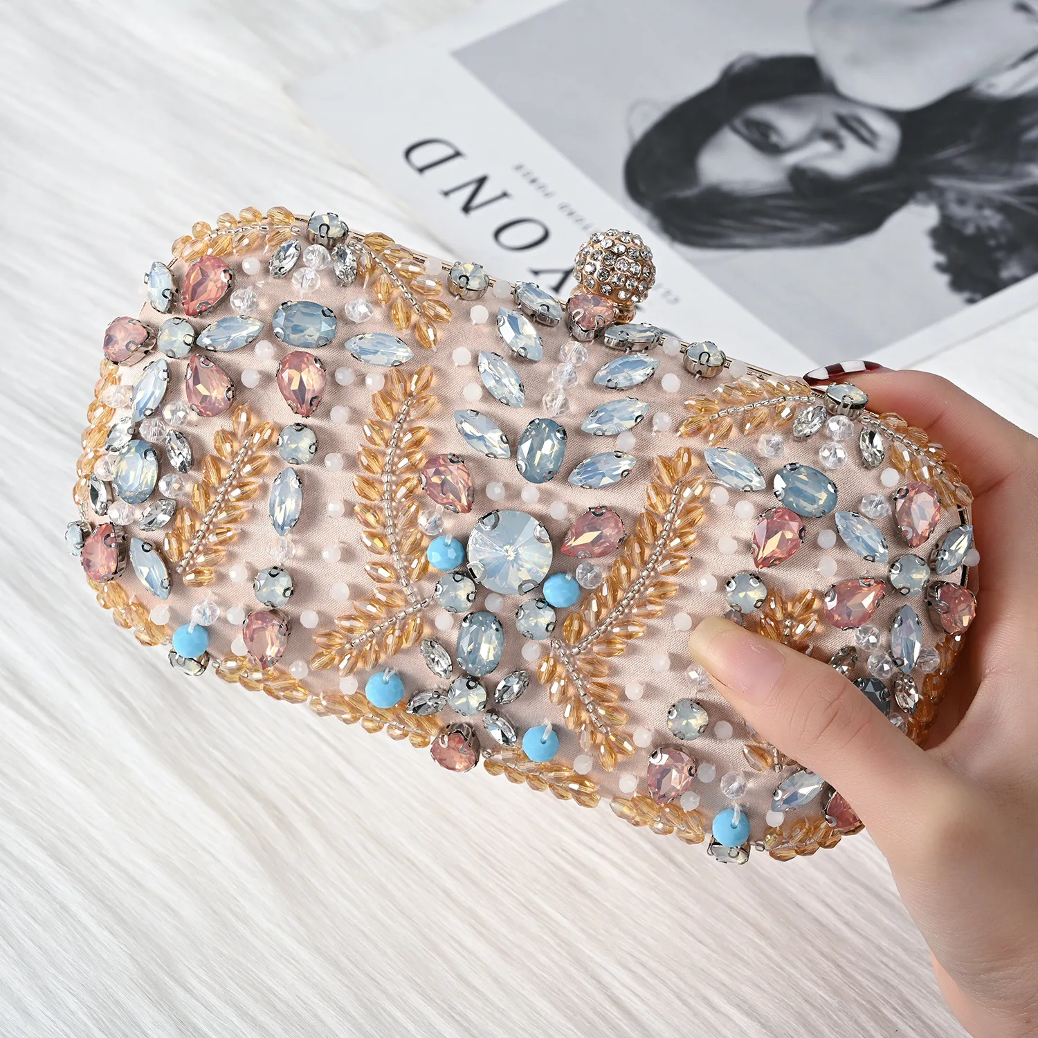 New Women Diamond Flowers Evening Clutch Bags Wedding Dinner Wallets With Chain Party Banquet Purse Drop Shipping