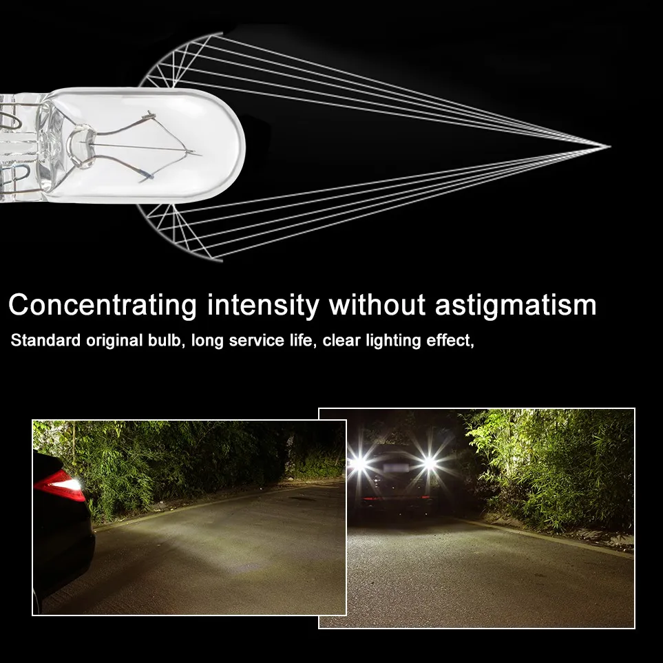 Halogen car bulbs 10Pcs T10 W5W 501 194 halogen lamp Clear Signal Lamp Glass 12V 5W Warm White W2.1x9.5d Single Filament Car Bulb Auto Light