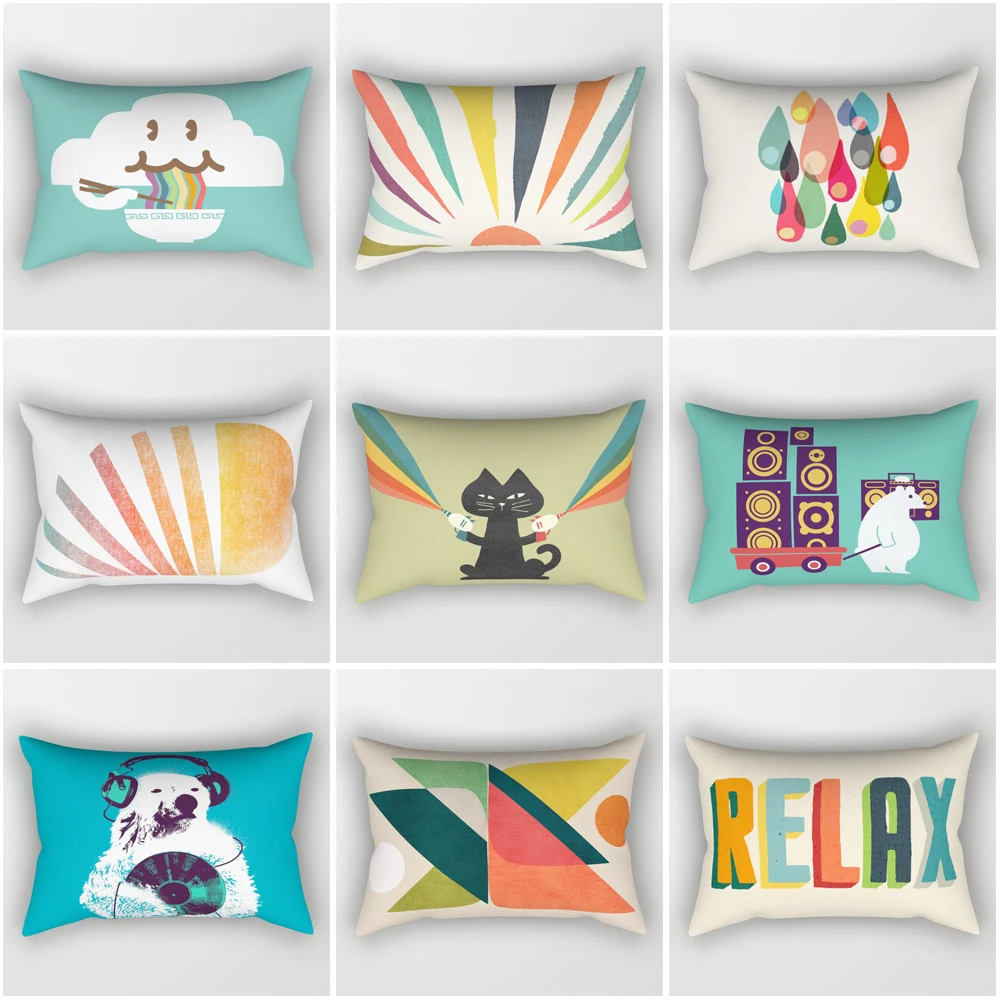

Decorative home throw pillows case for sofa cushion cover nordic 40x60cm Children cartoon animal rainbow lovely 40*60 30x50cm