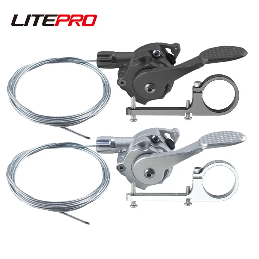 Litepro Esterno 7 Velocità Bicicletta Finger Dial Deragliatore Cambio Lega Siamesi Dip Set Con Cavo Shifter Per Brompton