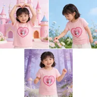 T-shirt d'été 2026 pour enfants, à paillettes réversibles, motif chat de dessin animé, pour garçons et filles, hauts décontractés à manches courtes, confortables pour tout-petits et bébés 2