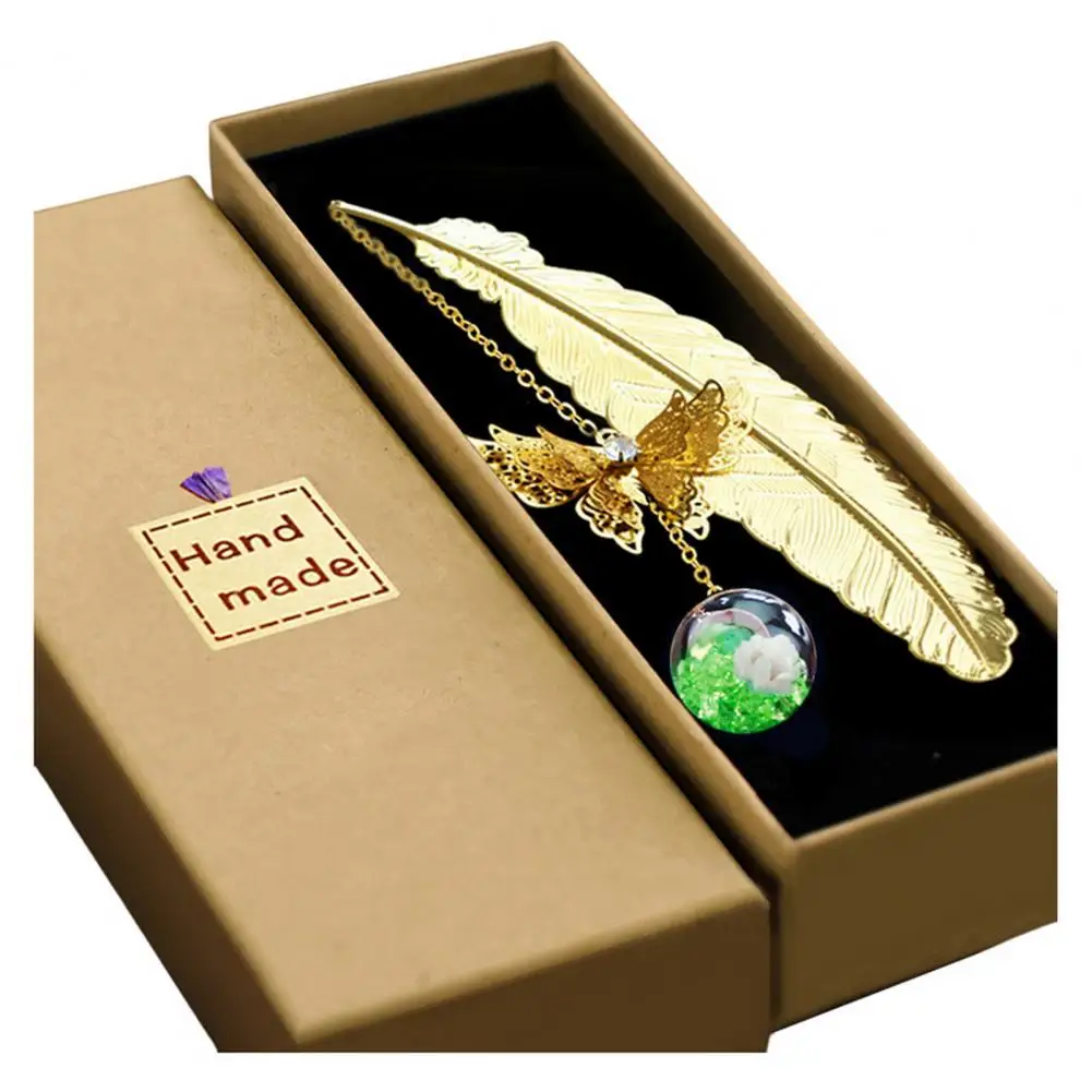 Realistic 3d Butterfly Pendant Bookmark Brass Vein Bookmark Metal Feather Unique Book