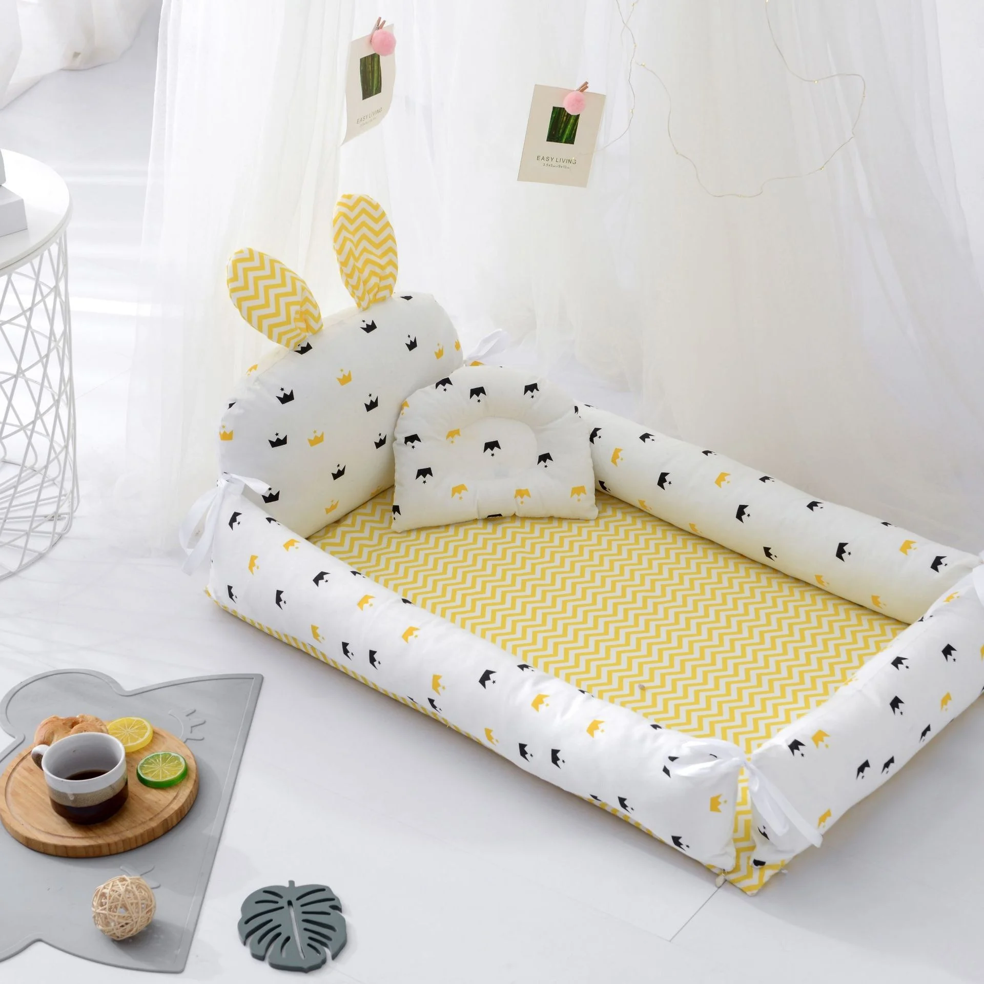 

Infant Cotton Cradle Crib Newborn Basket Bassinet Newborn Bed Portable Baby Nest for Boys Girls Travel Cot Cushion