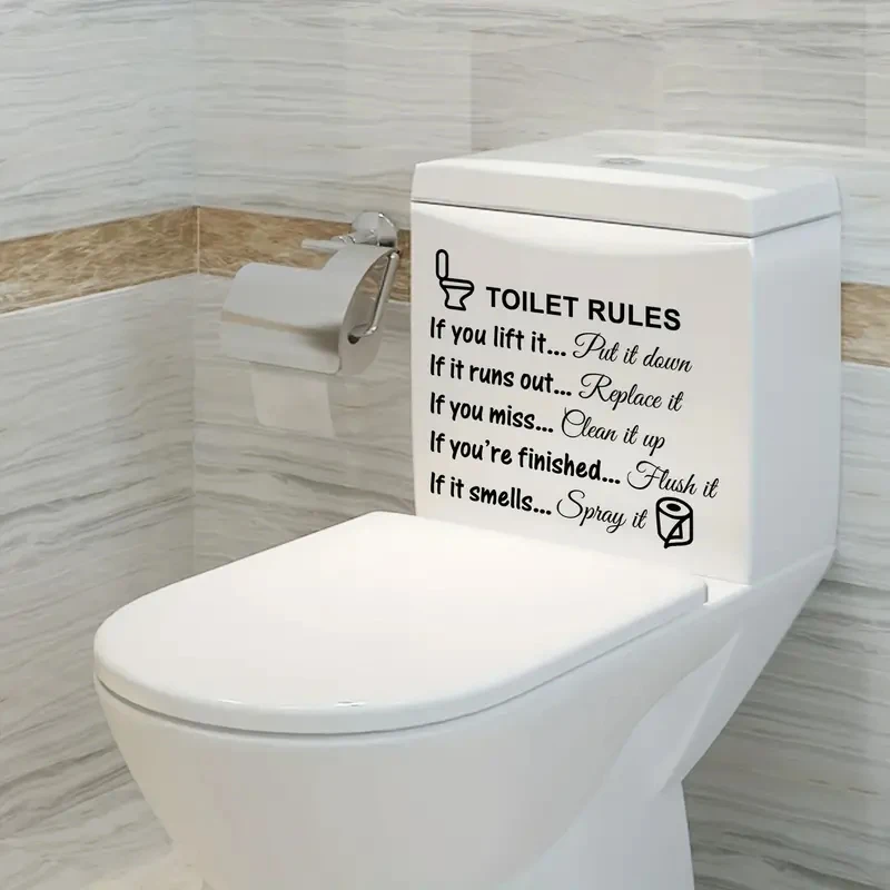 Toilet Rules Toilet Stickers Bathroom Bathroom Removable Home Decor Wall Stickers Home Decor Letter
