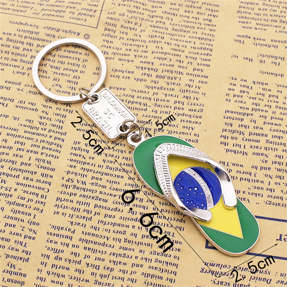 1 Piece Fashion Brazil Flag Slipper Keychains Country Charm