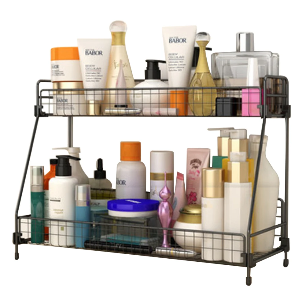 Standing 2 Tiers Spice Herb Jar Rack Holder Storage Organizer Counter Shelf Black: 3 - 5 Days Free Delivery Only UK