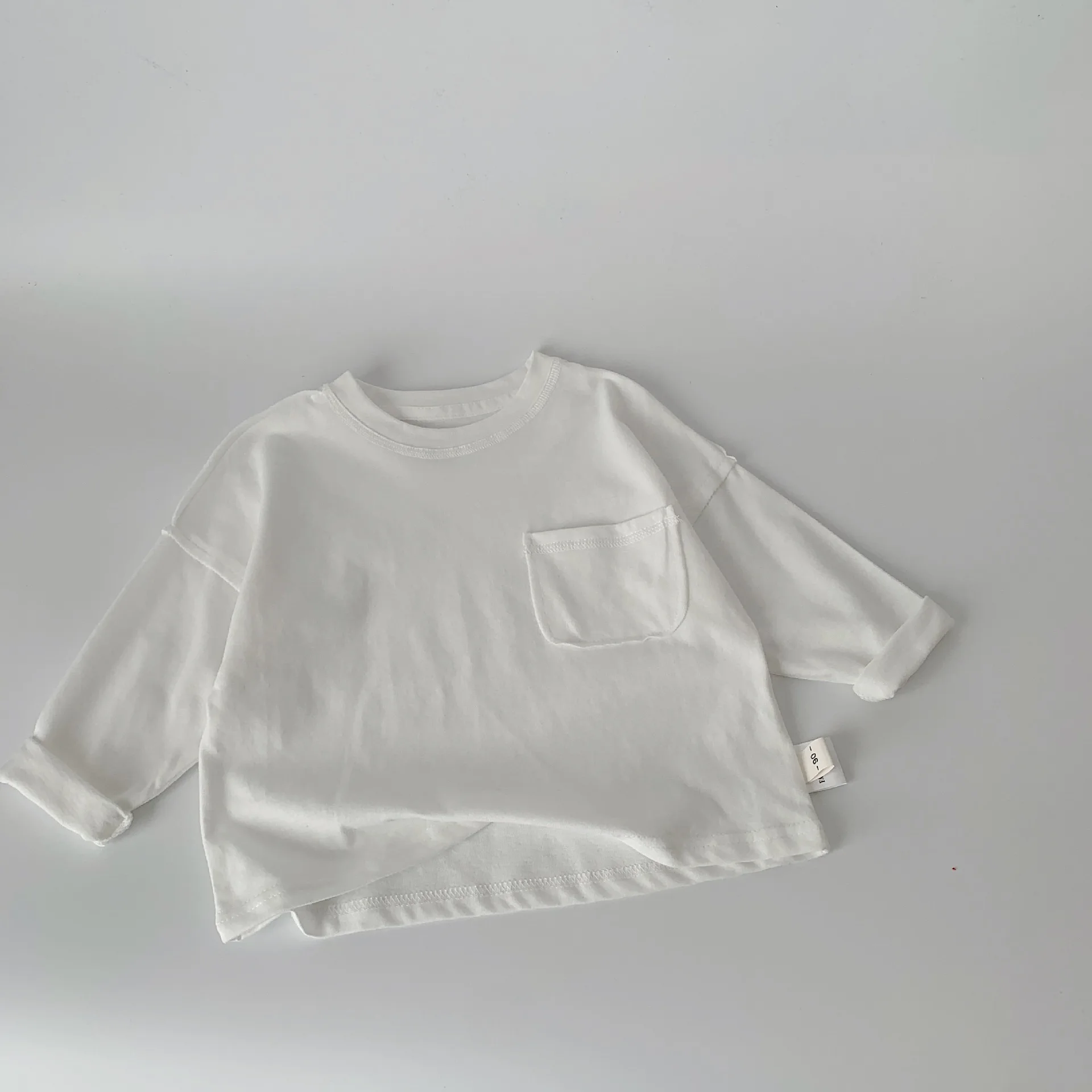 Frühling Herbst Kinder T-Shirts 2-10 Jahre Jungen Mädchen Baumwolle Patchwork Einfarbig Langarm T-Shirts Tops Tees Kleinkinder Bekleidung Kinderkleidung – Detail 5