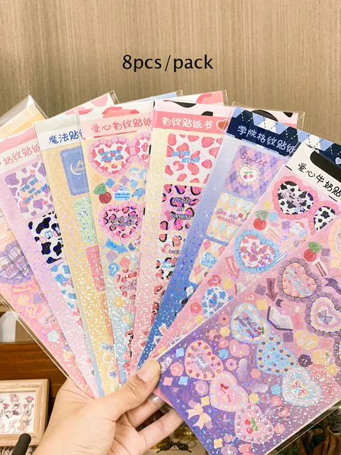 SKYSONIC 2/4/5/6/8pcs/10pcs Full Set Series Decorative Stickers Idol Card Album Scrapbooking Sticker Korean Stationery Suppliers 8pcs set