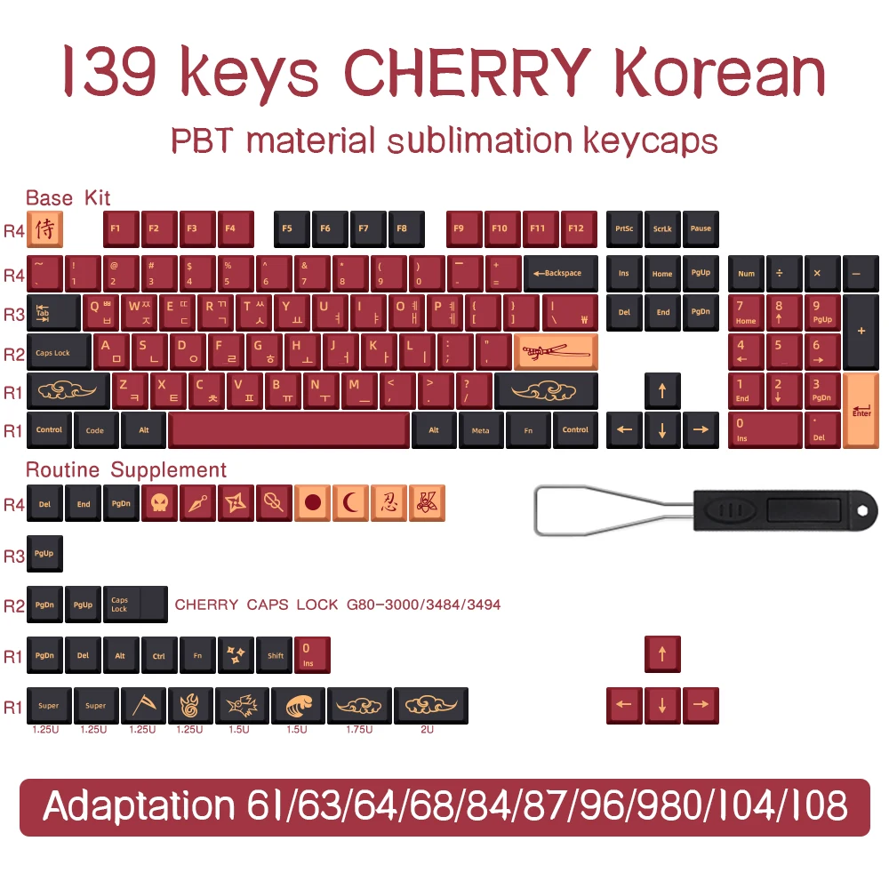 mecânico GMK, Inglês, japonês, coreano, russo, PBT