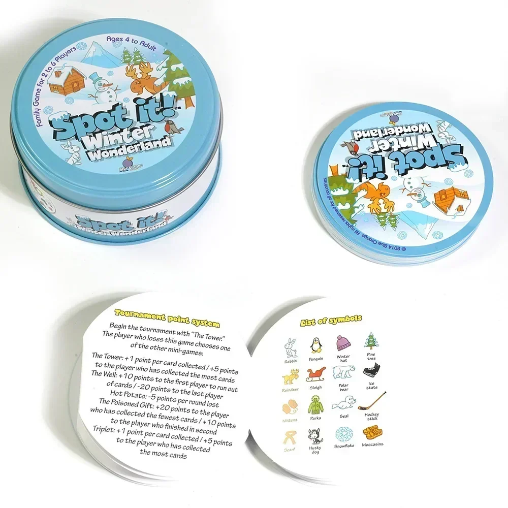 Spot it Years of Wonder Dobble 카드 게임, HP 동물 보드 게임 플레이어 파티 게임, 2-8 인 게임, HP 메탈 박스 카드, 30 PCs, 55PCs