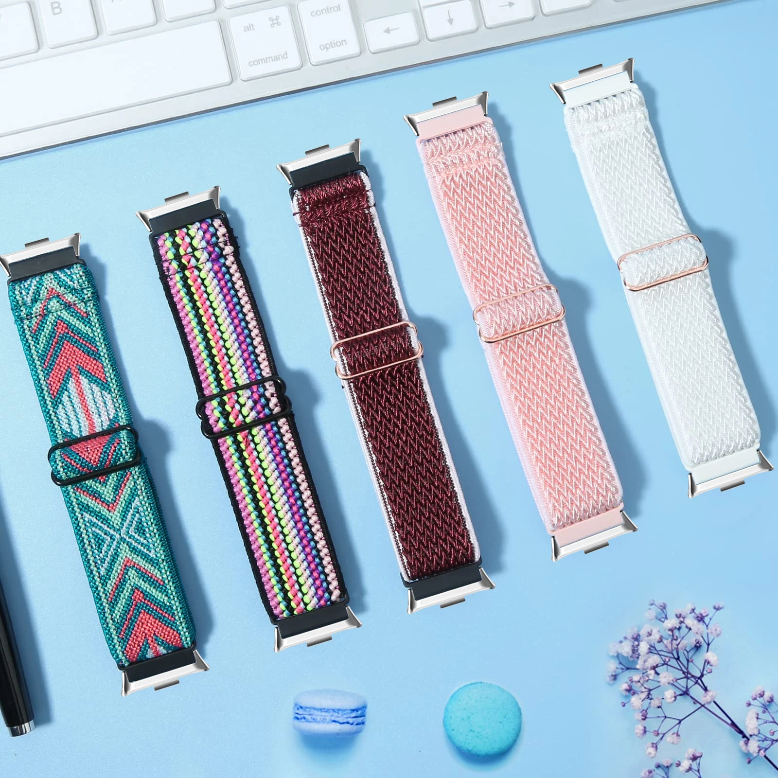 Elastic Nylon Strap for Smartwatch - Sporty Braided Watch Band Loop for Women and Men