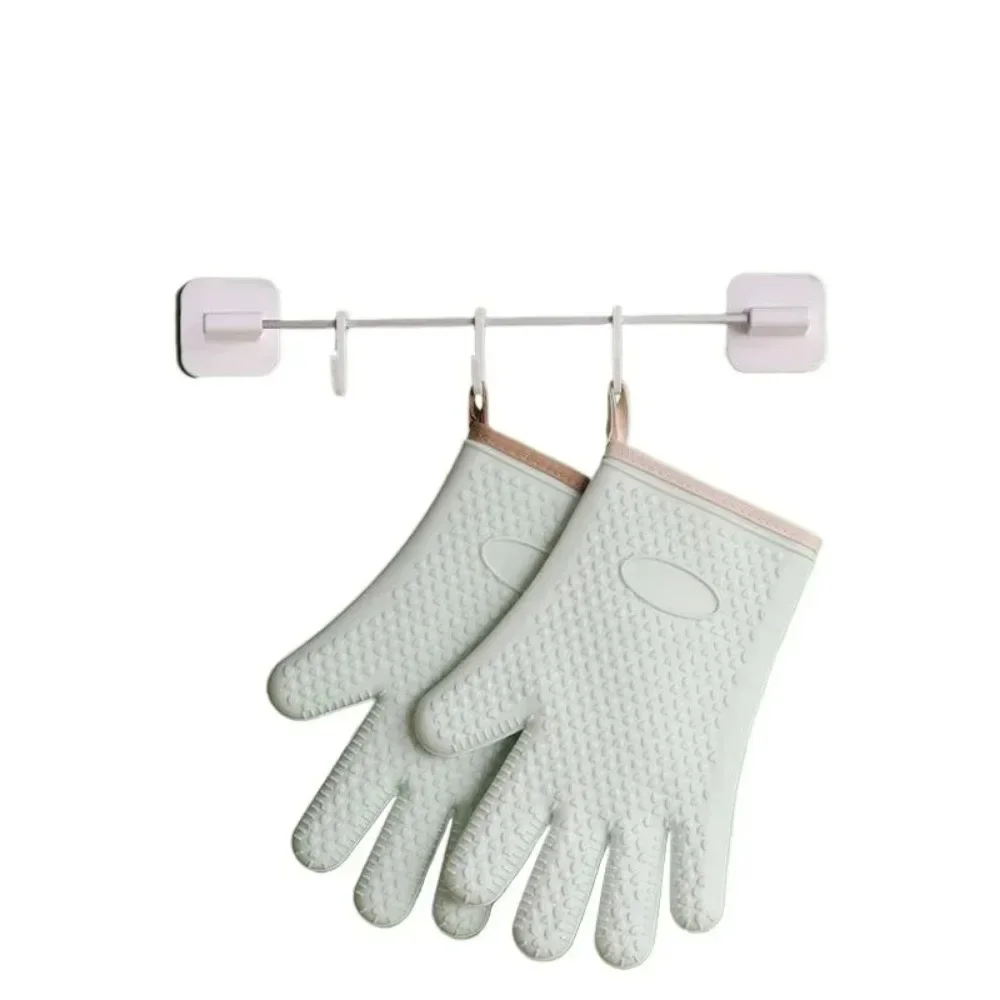 Silicone Oven Mitts, Kitchen Gloves, Silicone Oven Gloves, Silicone Oven Protector, Silicone oven gloves to prevent burns, thick baking mat, heat resistance, insulation, kitchen, microwave, 5 fingers