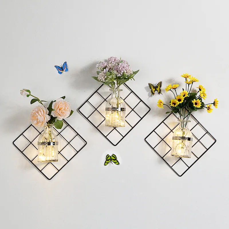 

Modern Simple Room Artificial Flower Wall Decor Home Decor Accessories Macrame Hanging Vase Aesthetic Wall Pendants Craft Gift