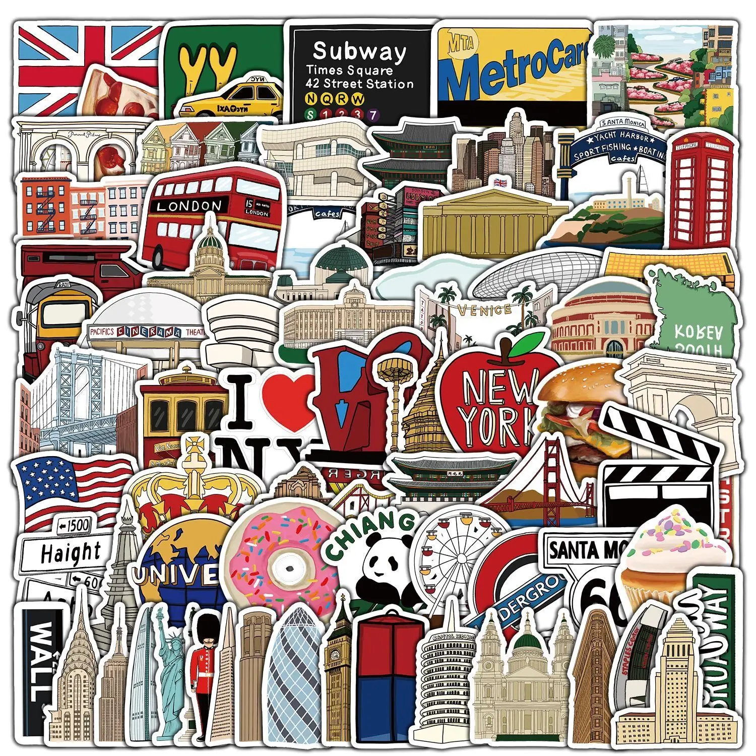 100PCS World Travel Stickers, Water Bottle Laptop Stickers, Small Vinyl Aesthetic Journal Vintage Luggage Suitcase Stickers For Scrapbooking Supplies