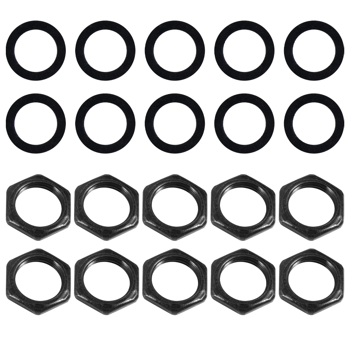 

20 Pcs Electric Guitar Hex Nut Parts Nuts for Washer Black Gasket Potentiometer Metal