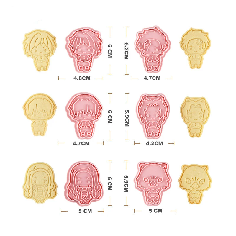 Demon Slayer Biscuit Mold Cookie Cutter 6Pcs/set 3D Press Christmas Cutters Biscuit Stamp Fondant Mould Baking Sugarcraft Mold Cookie Cutter Cookie Mould Cookie Printing Mold Baking Mold Cookie Maker Press Kit Fondant Cutter
