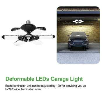 Neoglint 2PCS A C85-265V 160W 152LEDs Garage Light with 6 Adjustable Panels Deformable Folding Foldable Ceiling Lamp E26/E27 Bas 2