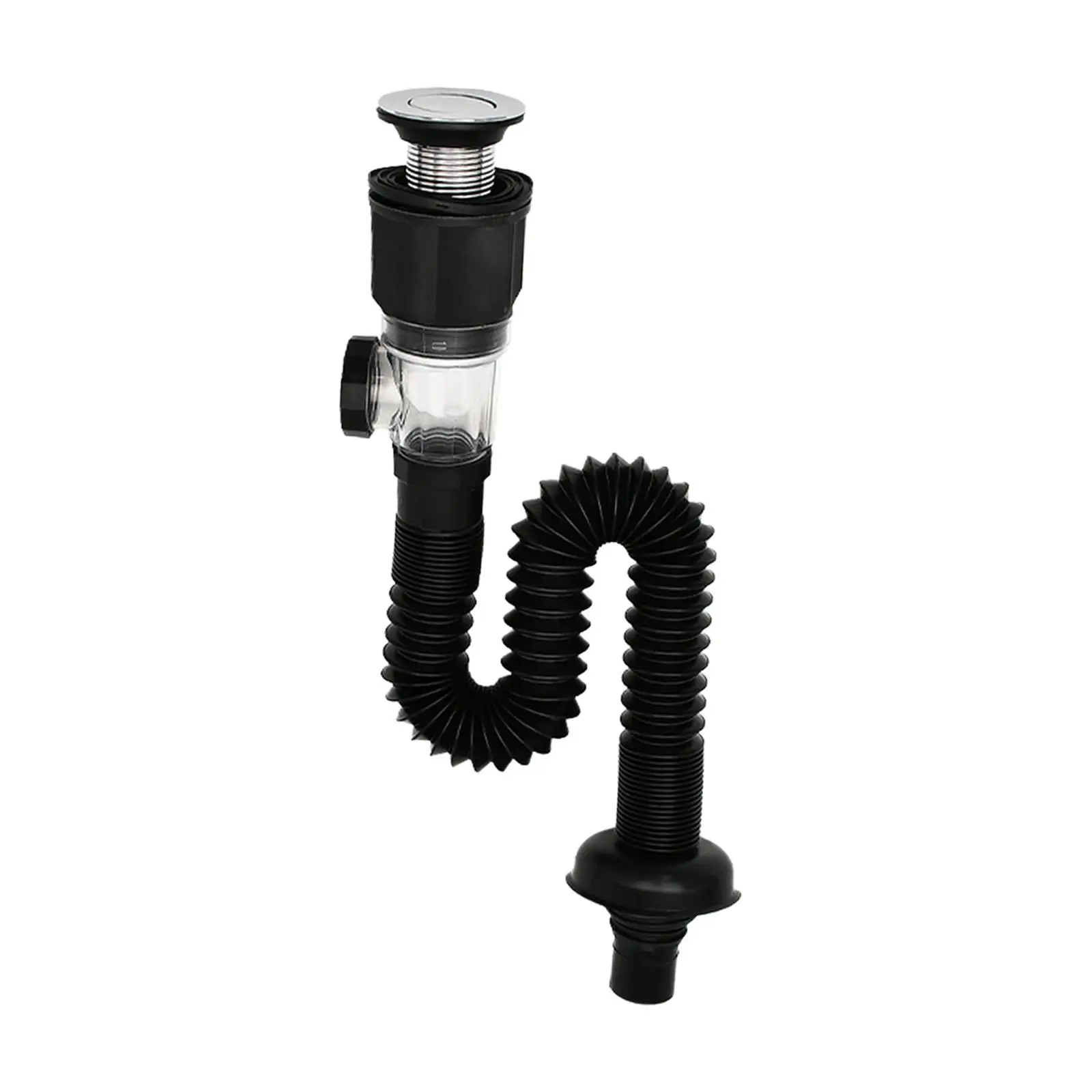 

Kitchen Sink Drain Pipe with Sealing Lid Universal Flexible Drainage Pipe