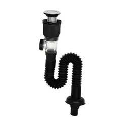 Kitchen Sink Drain Pipe with Sealing Lid Universal Flexible Drainage Pipe