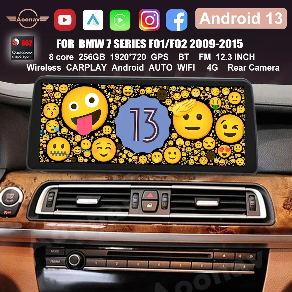 

Автомобильный радиоприемник Snapdragon 662, Android 13, для BMW 7 серии F01 F02 2009-2015, мультимедийный плеер NBT CIC, Carplay, GPS-навигация, авто