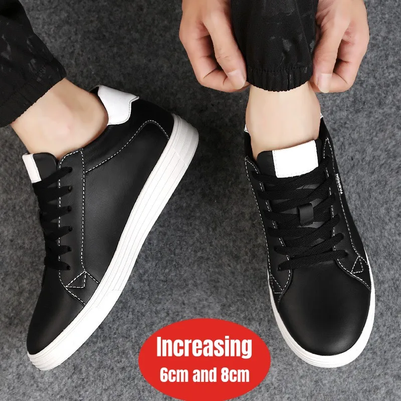 PDEP Autumn New Inner Height Increase Casual Elevator Shoes 6cm Lift for Men  Sports Leather  Cowhide Zapatillas De Deporte