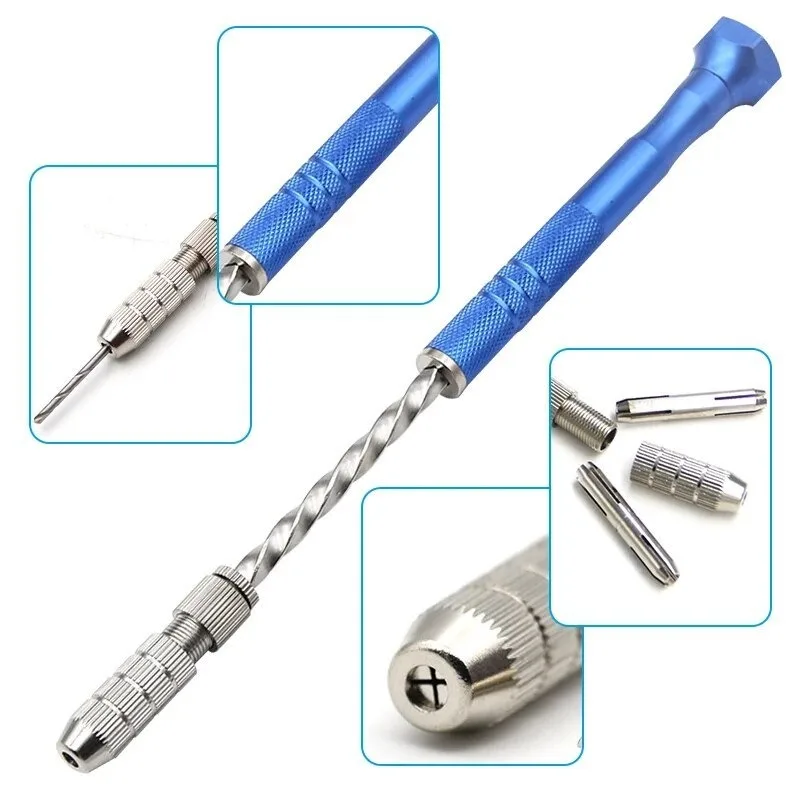 11-Piece Blue Semi-Automatic Hand Twist Drill Set