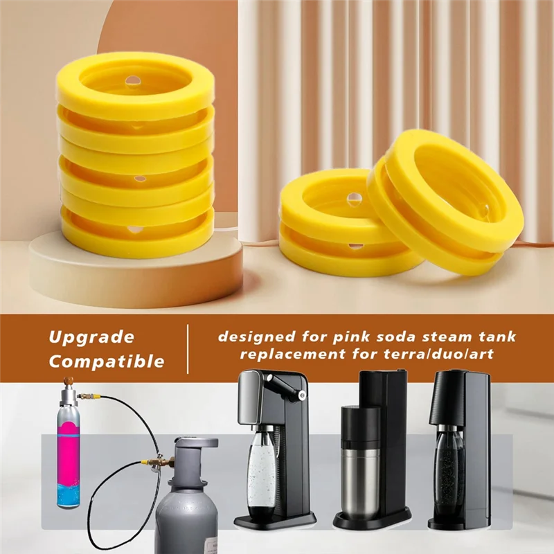 O Rings Soda Machine Co2 Cylinder Exchange Carbonator Gaskets 5Pcs Gaskets Ring for New Soda Maker & Pink Cylinder
