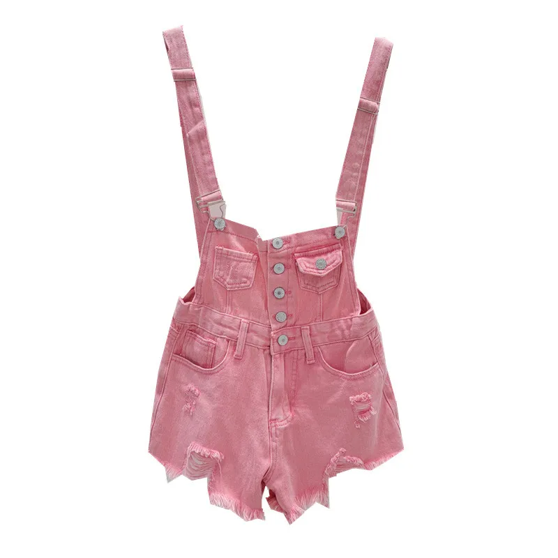 Hot Selling Summer Ripped Cargo Overalls Women Denim Shorts with Pockets Design Fashion Girls Jean Jumpsuitx