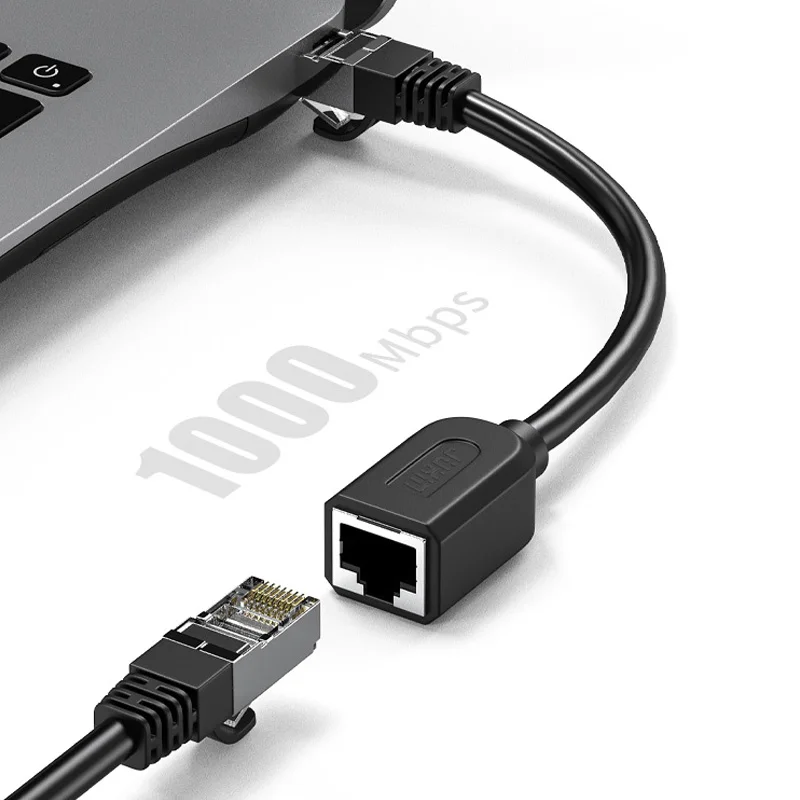 Enhanced Angled Cat6 Network Extension Cable - Gigabit RJ45 Shielded with Ear Extension