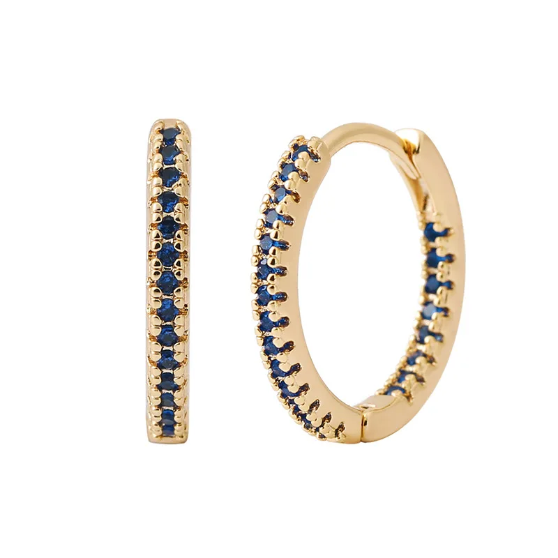Trend ige goldene Farbe Zirkonia runde Kupfer Ohrringe für Frauen Metall Kristall Ohrring Party Alltags schmuck – Detail 1