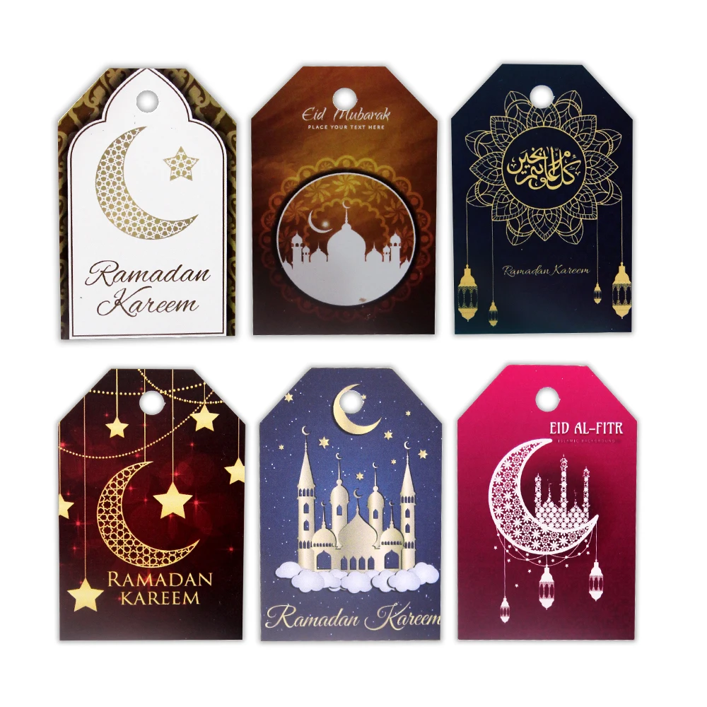 12 Cajas De Regalo Eid Mubarak De Papel De Aluminio Dorado Con Calcomanías, Cajas De Regalos Para Fiesta, Ramadán, Recuerdo De Fiesta