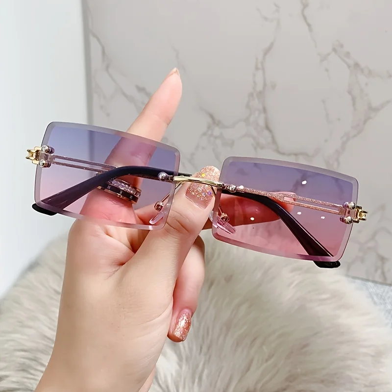 

1pair Fashion Rectangular Sunglasses For Men Frameless Cut Edge Retro Y2K Party Festival Accessories